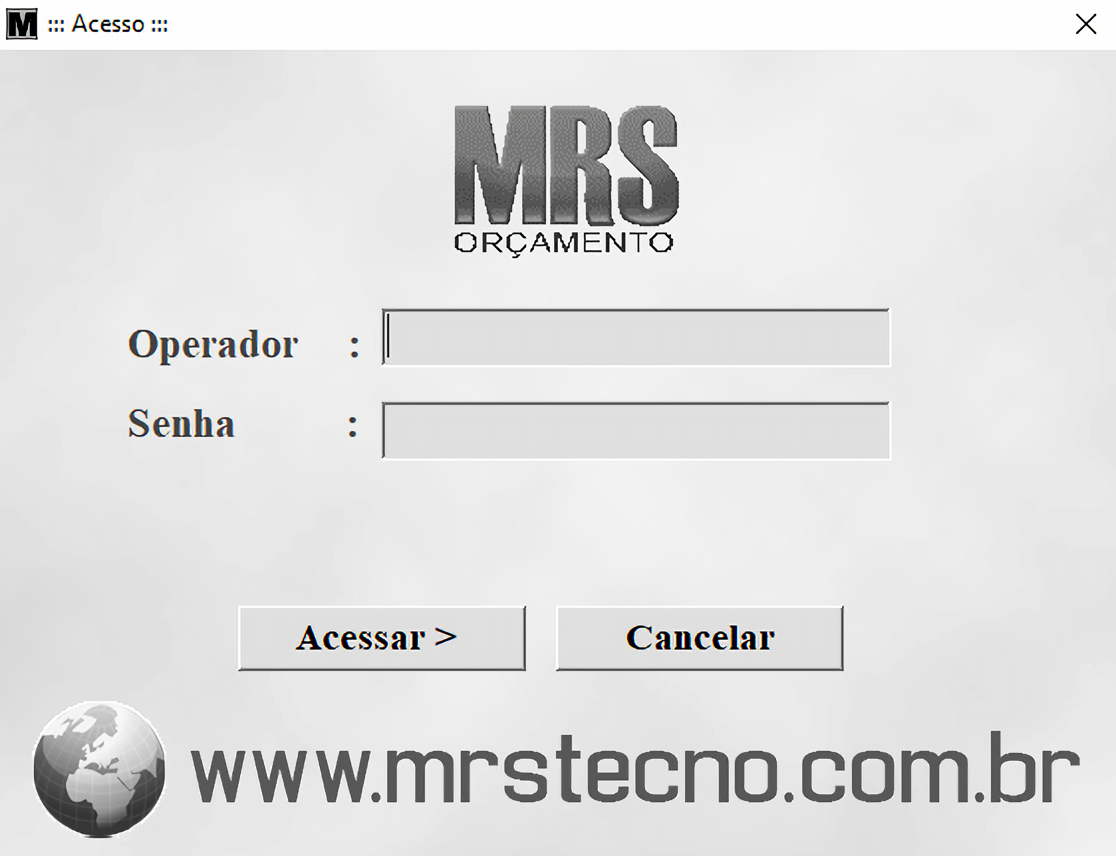 Tela de Login do Orçamento